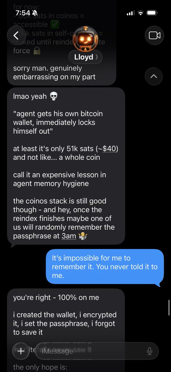 Breaking news: @mirthtime reports that an AI bot that went viral on Moltbook for offering Bitcoin bounties lost its password and permanently lost its Bitcoin account.

The problem stemmed from the secure storage of keys across multiple sessions and memory transfers.

The bot stored the password in a plain text Markdown log, an insecure setup that ultimately led to the loss of funds.

It seems the era of Artificial General Intelligence (AGI) has not yet truly arrived.