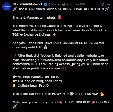 BlockDAG 上线日期倒计时 10 天：BDAG 预售结束日期公布