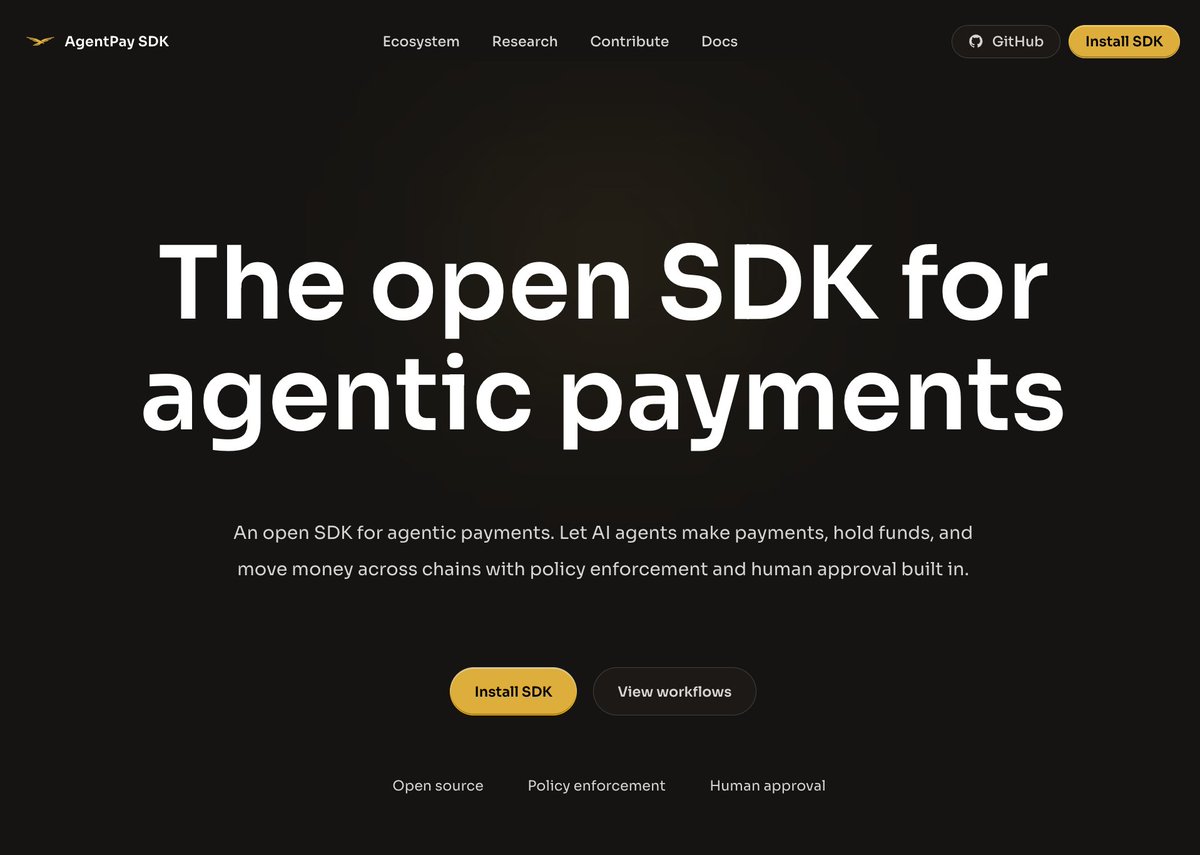 🔥 Today: World Liberty Financial, backed by Trump, launched AgentPay SDK, an open-source toolkit that allows AI agents to hold, transfer, and trade $1 on the EVM chain.