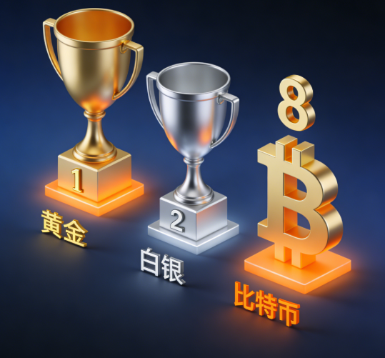 2025全球资产洗牌：黄金霸榜、白银崛起，比特币跌至第八