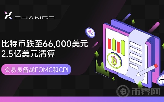 比特币跌至66,000美元 引发2.5亿美元清算 交易员为FOMC和CPI报告的“疯狂星期三”做准备图标